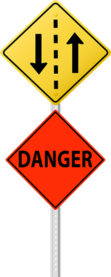 Traffic sign - 2 way danger